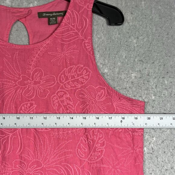 Tommy Bahama Shift Dress W/ Botanical Embroidery 100% Linen Pink Women’s Medium - Picture 6 of 11